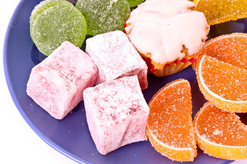 Fruit jelly on white background