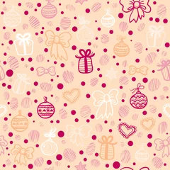 Fotobehang pink christmas gifts seamless pattern © Natsa