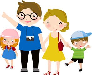 happy family  to travel