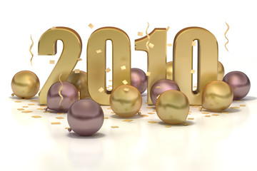 New Year 2010 Balloon Party on White Background