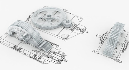 mechanical sketch with gears