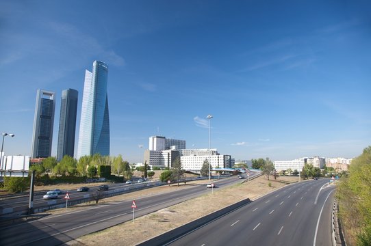 highway and skyscrapers