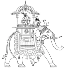 Crédence de cuisine en verre imprimé Art Studio Éléphant indien décoré