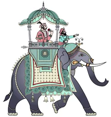 Rolgordijnen Vectorillustratie van een versierde Indische olifant © Isaxar