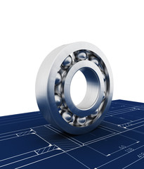Isolated bearing on white with sketch