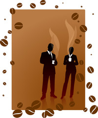 Business team on a coffee break background