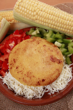 Arepa de choclo - Latino corn dough muffin - cheese filling