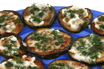 grilled eggplant served on dish