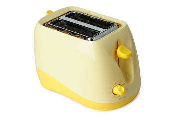 Yellow toaster isolated on white.