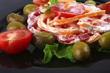 tomatoes salad and olives