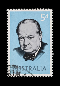 AUSTRALIA postage stamp featuring Winston Churchill circa 1965