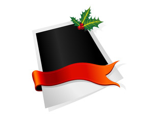 Empty photo with ribbon. Vector