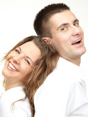 happy young couple laughing