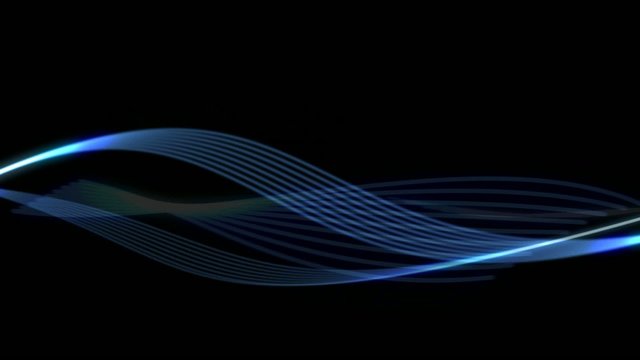 Blue technolgy wave light animation effect black background