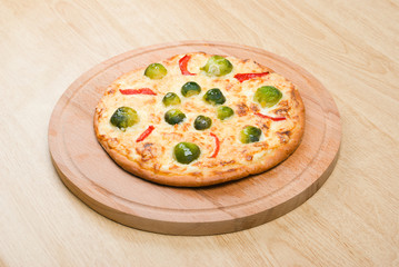 vegetable pizza with brussels sprouts