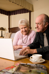 Senior couple with laptop