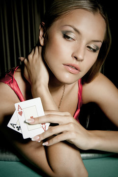 Sexy young girl in casino
