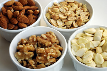 Different kinds of nuts like almonds, peanuts, etc.