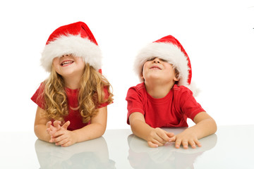 Two kids having fun at christmas time