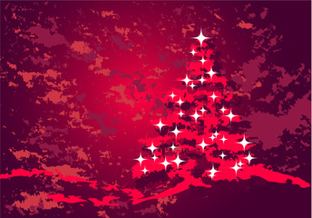 romantic Christmas decoration with red tree - obrazy, fototapety, plakaty