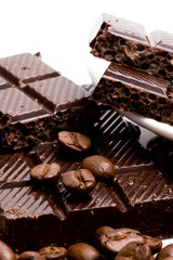 coffee beans with black chocolate