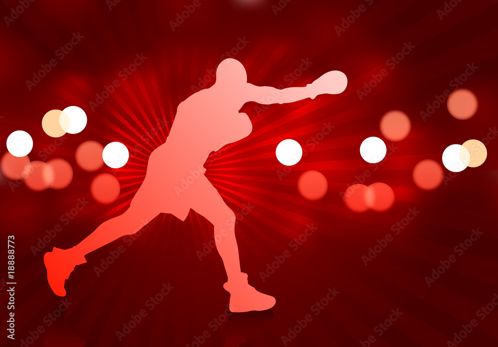 Wall mural boxing on red background