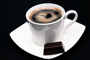 coffee cup and chocolate candy