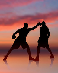 boxing on sunset background