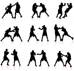 boxing silhouette collection background