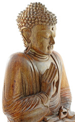 bouddha statuette bois fond blanc
