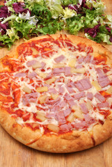 home made italian pizza with salami and cheese