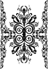 wide black floral vertical stripe