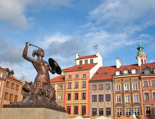 Mermaid Statue in the Old Town - Warsaw legendary symbol.