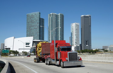 Truck on the Bridge at Downtown Miami, Florida USA