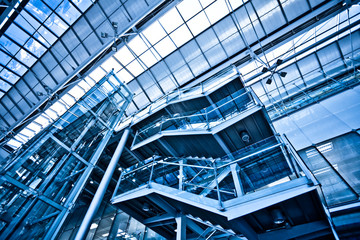 View to empty stairs in office