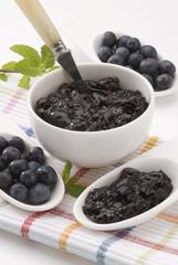 Blueberries and blueberry jam.