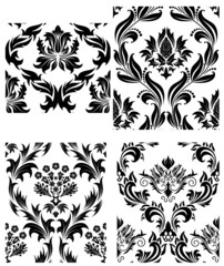 damask seamless patterns set