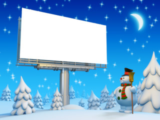 Copyspace bigboard and snowman