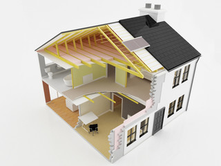 Cross section view of an energy efficient new home