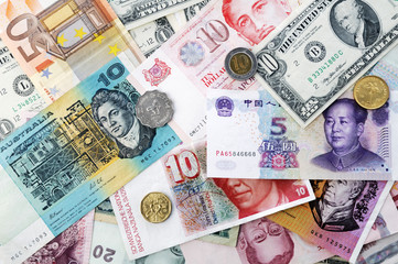 Fototapeta na wymiar International currencies background
