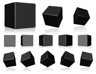 vector black 3d cubes