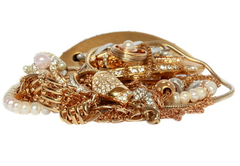 golden accessories isolated