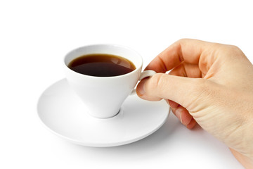 Coffee cup with a hand