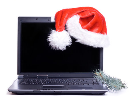 Santa's Hat On A Lap Top