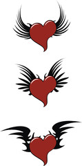winged red heart tattoo sticker pack in vector format