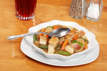 top view chicken stew