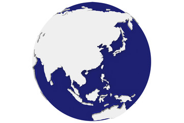 Isolated Blue Earth - Asia