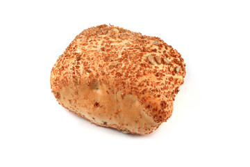 Bread roll with sunflower seeds isolated