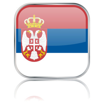 Serbian Flag Square Button (Serbia Serb Republika Srbija Vector)