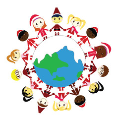 christmas children on the world